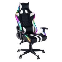 Irodai/gamer szék RGB háttérvilágítással, fekete/fehér/színes minta, ZOPA NEW