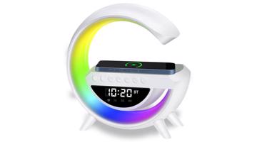 Vezeték nélküli töltő 5 az 1-ben Bluetooth, óra, hangszóró, RGB lámpa, ébresztő