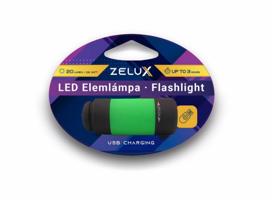 Zelux Led USB tölthető Elemlámpa 0,5W zöld